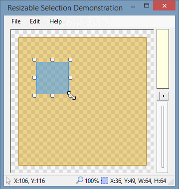 Resizing the selection Resizing the selection