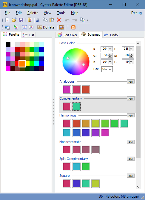 Dynamic color schemes now available in Palette Editor (+ localization