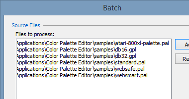 Batch conversion of palettes