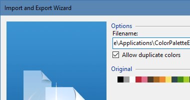 Importing an existing palette